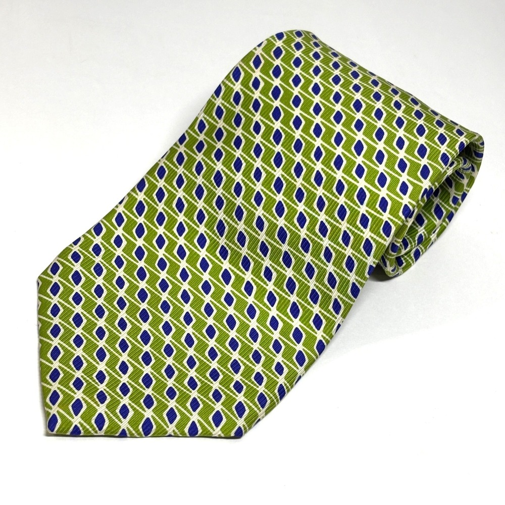 Lauren Ralph Lauren Necktie Mens OS Green Blue Geometric Silk Tie